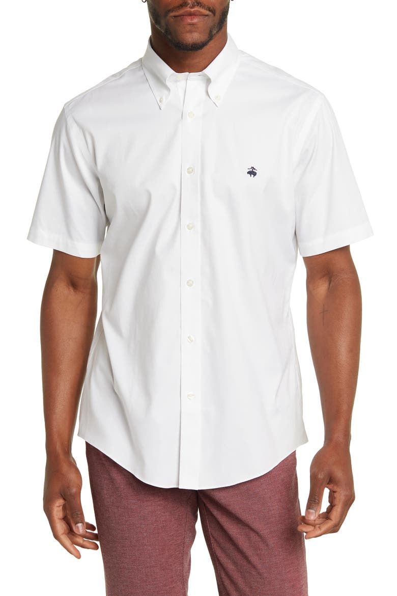 Short Sleeve Button-Down Shirt, Main, color, WHITE
