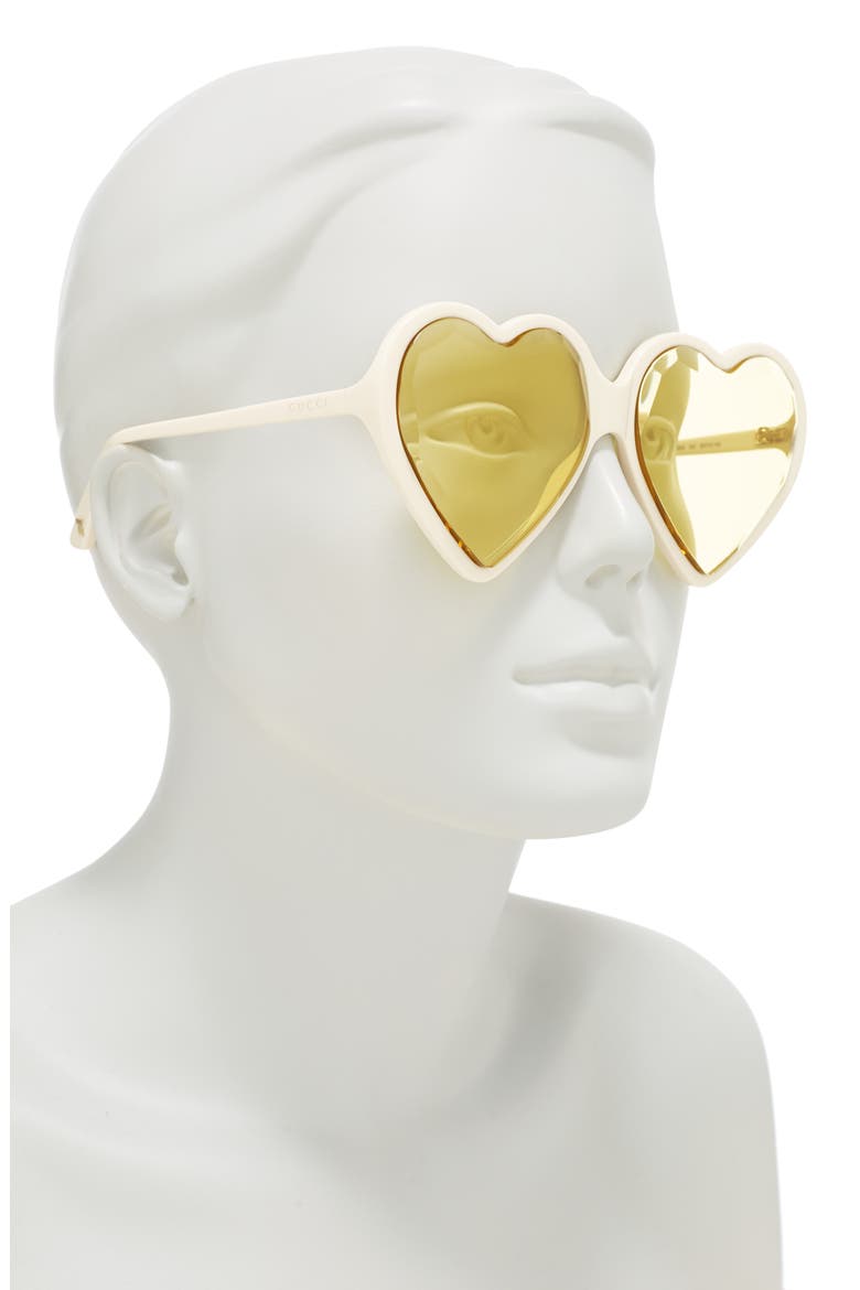 60mm Heart Sunglasses, Alternate, color, IVORY YELLOW