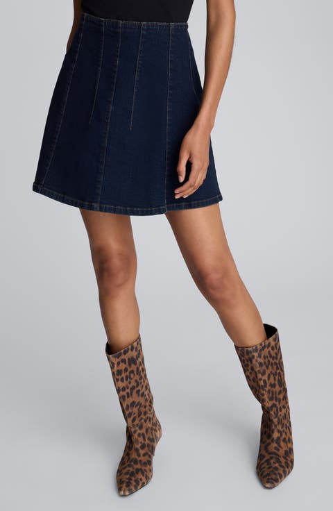 A-Line Denim Miniskirt (Midnight)