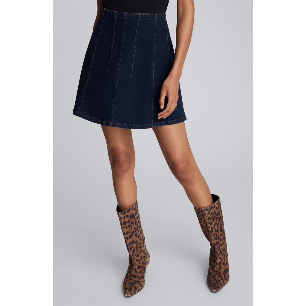 Kenneth Cole Denim Mini Skirt With Seaming Detail In Blue