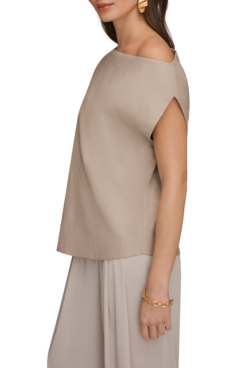 Donna Karan New York One-Shoulder Faux Leather Top, Alternate, color, Turin