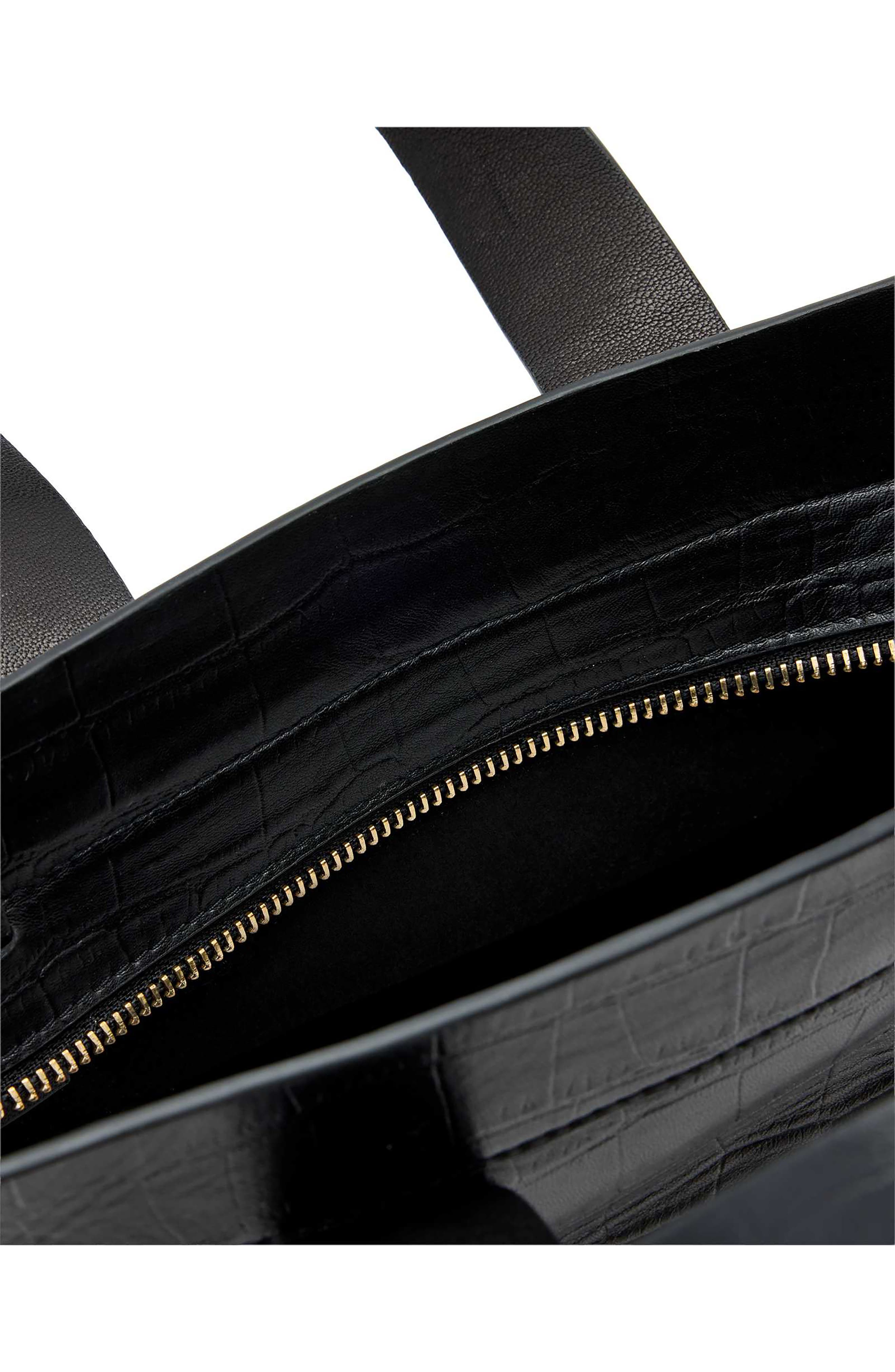 Perez Mini Croc Embossed Leather Crossbody Bag, Alternate, color, BLACK