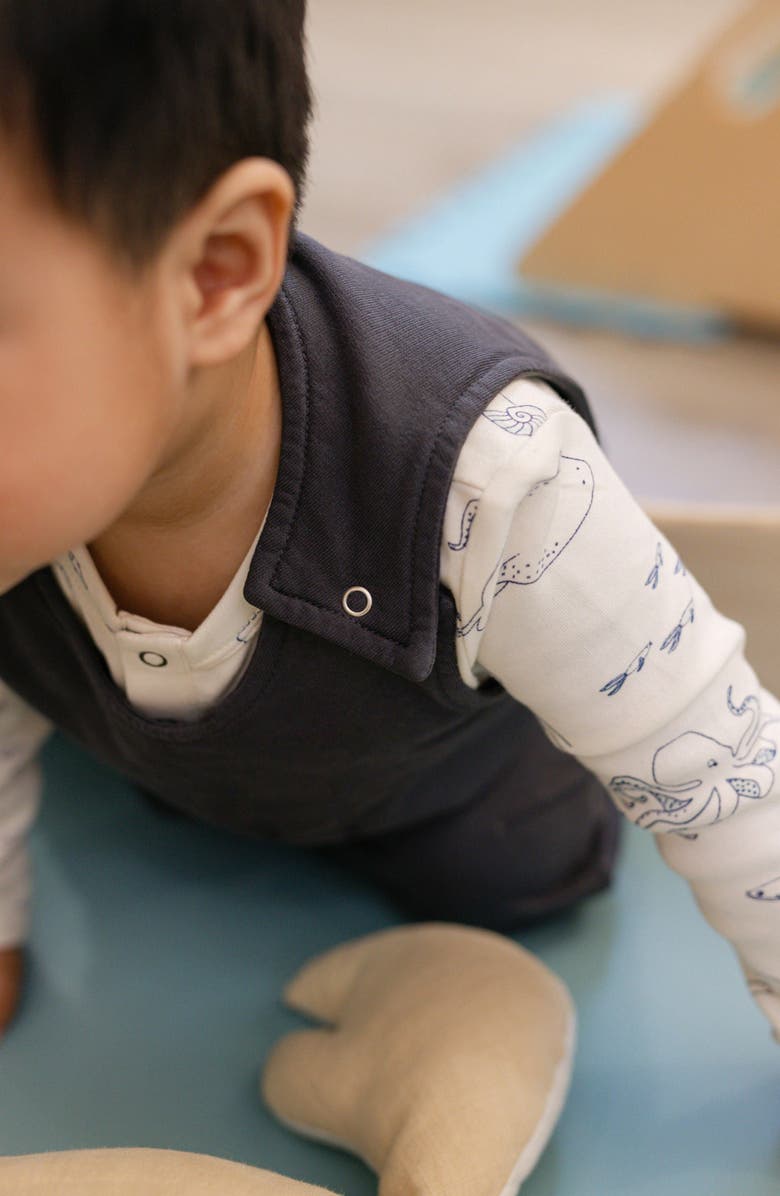 Pehr Organic Cotton French Terry Overalls, Alternate, color, Ink Blue