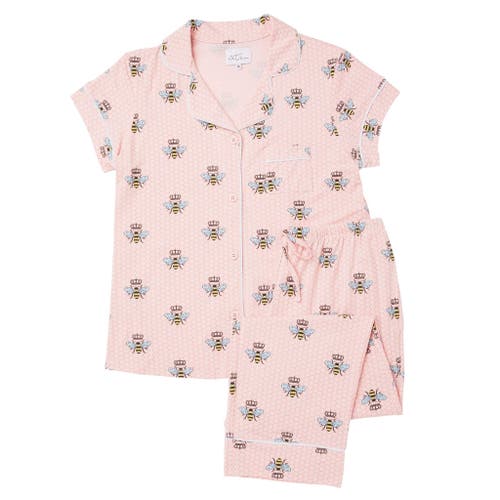 The Cat's Pajamas Pima Knit Cropped Pajama Set In Pink