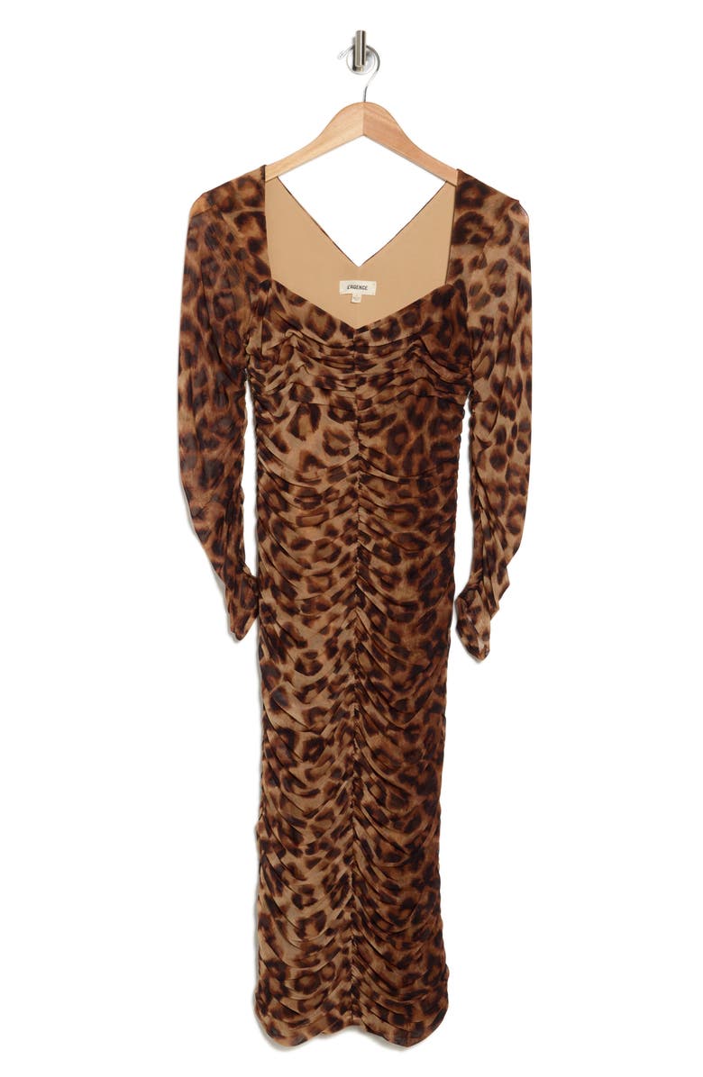 L'AGENCE Marise Ruched Long Sleeve Dress, Alternate, color, 