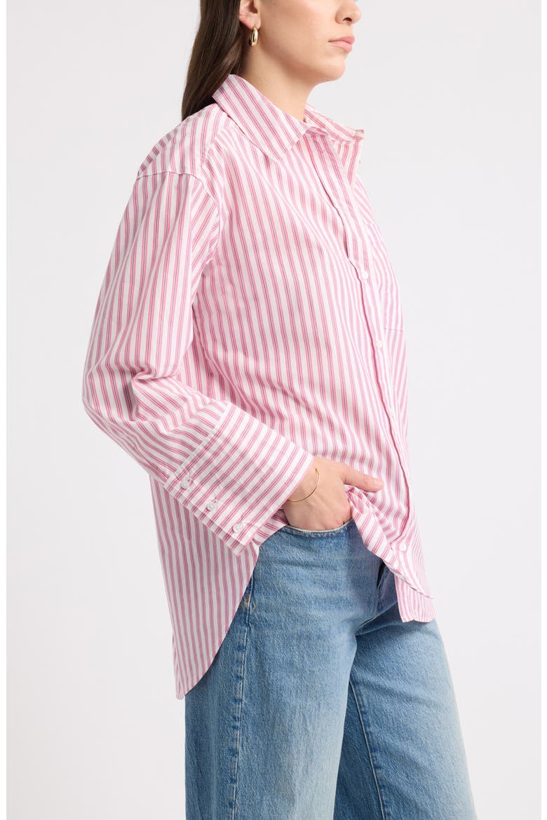 Stripe Cotton Poplin Button-Up Shirt, Alternate, color, IVORY- PINK WILLA STRIPE