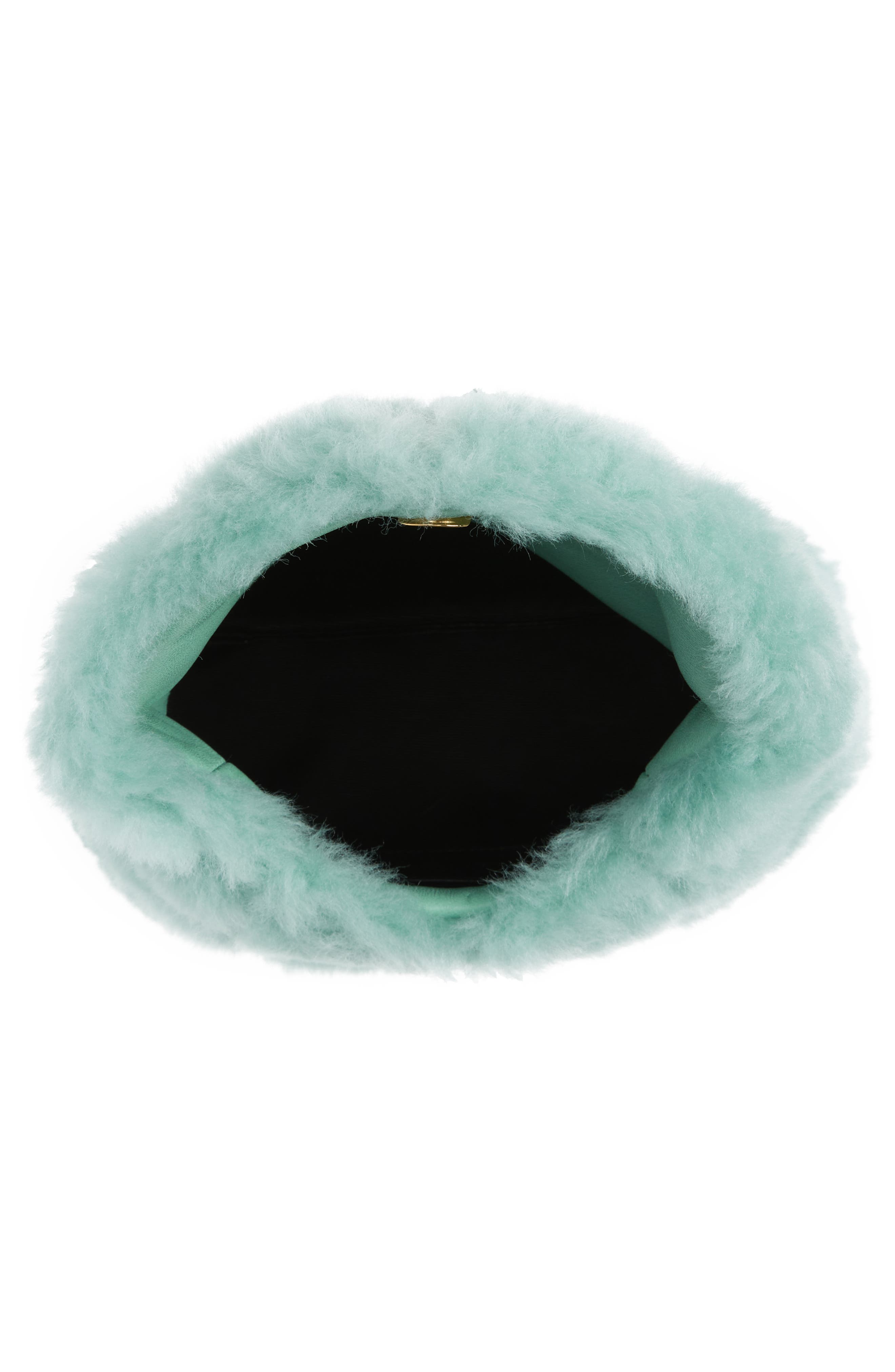 Small Lou Puffer Genuine Shearling Pouch, Alternate, color, ICED MINT
