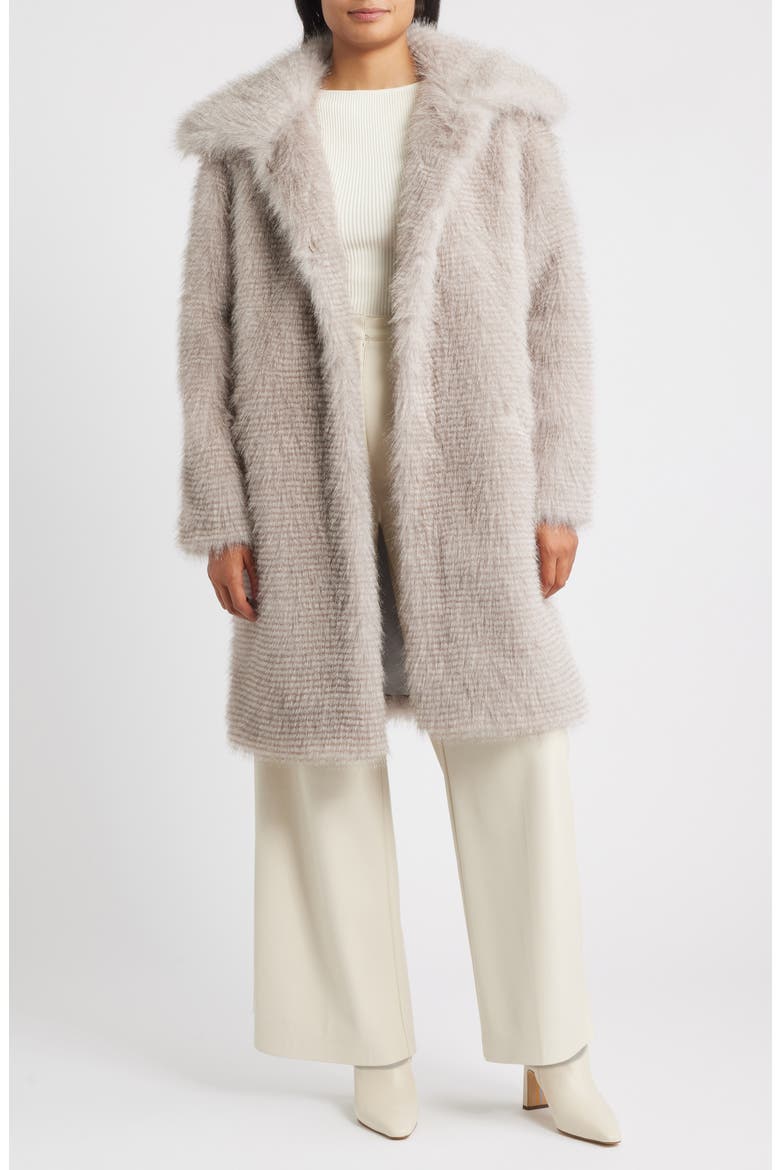Long Faux Fur Coat, Main, color, LIGHT GREY MIX