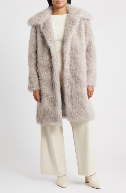 Bernardo Long Faux Fur Coat In Gray