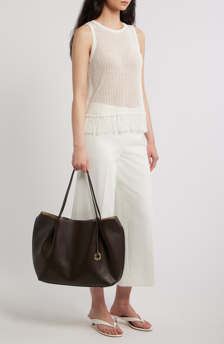 MANGO Isabel Faux Leather Tote, Alternate, color, Chocolate
