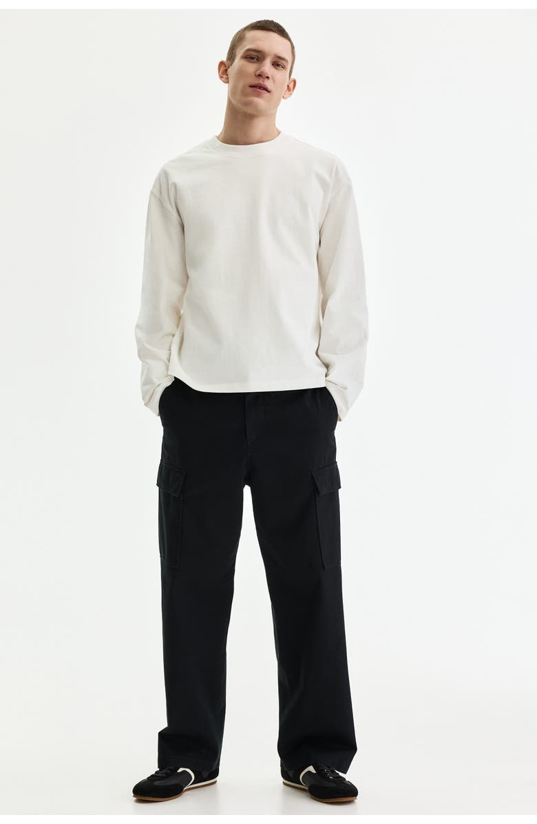 H&M Relaxed-fit cotton cargo pants, Main, color, Black