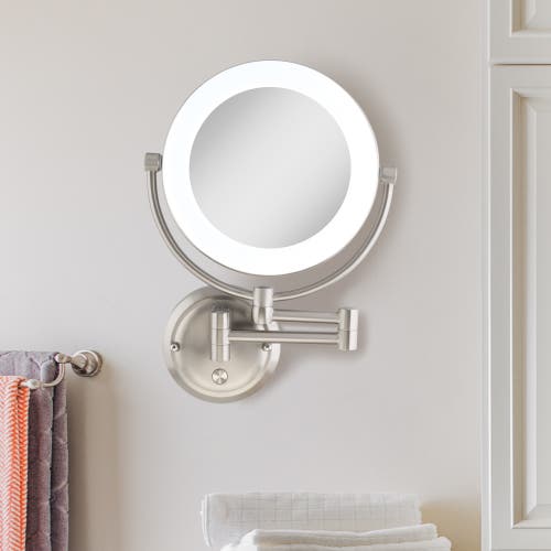 Zadro Lexington Lighted Wall Mounted Makeup Mirror With 10x/1x Magnification In Satin Nickel