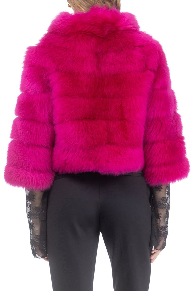 Genuine Shearling Bolero, Cropped Sleeves, Alternate, color, MAGENTA