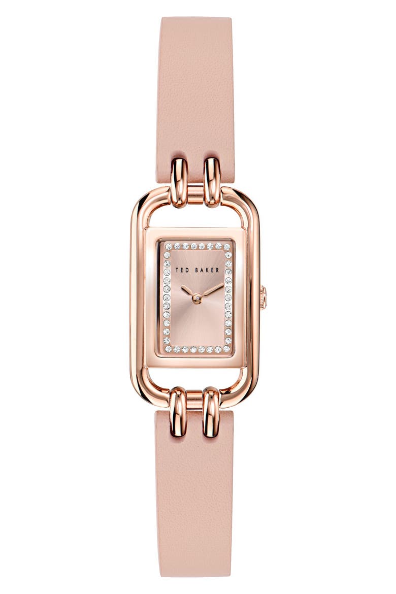 Iconic Leather Strap Watch, 8mm x 12mm, Main, color, PINK