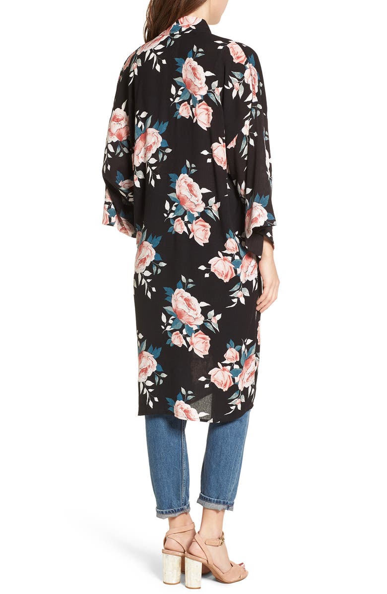 Mimi Chica Rose Print Kimono, Alternate, color, 