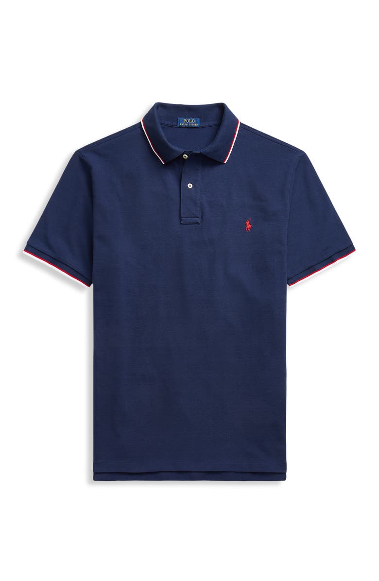 Polo Ralph Lauren Big & Tall Tipped Mesh Polo Shirt, Alternate, color, Newport Navy