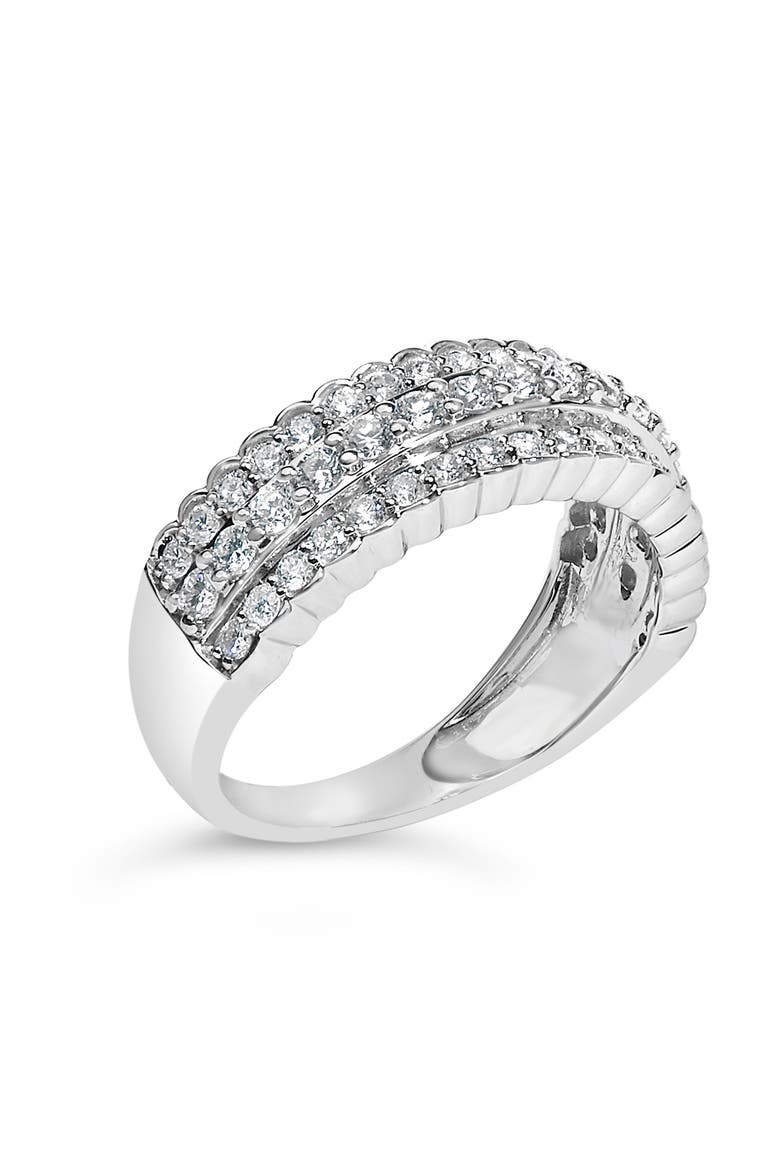 Silver 1.0 cttw Lab Grown Diamond 3 Row Band Ring, Alternate, color, White
