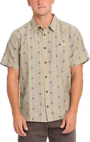 Billabong Sundays Stripe Jacquard Short Sleeve Cotton Button-Up Shirt
