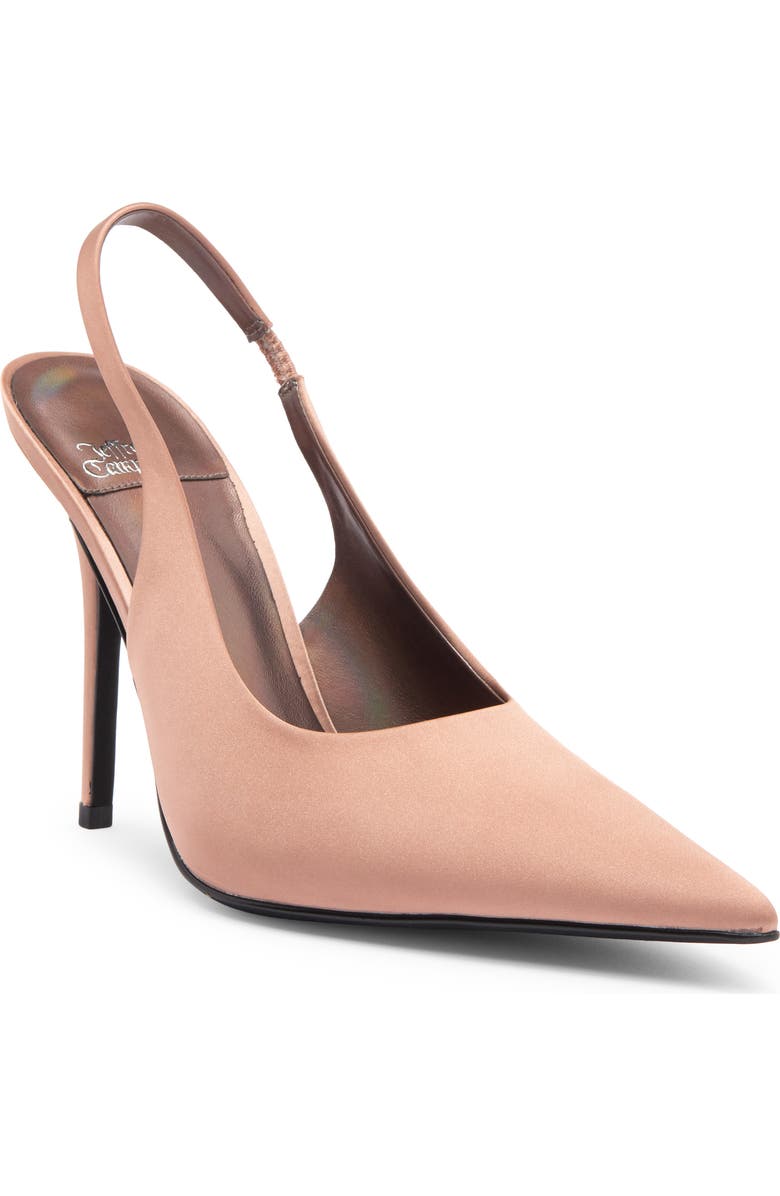 Jeffrey Campbell Surpass Slingback Pointed Toe Pump, Main, color, Brown Satin