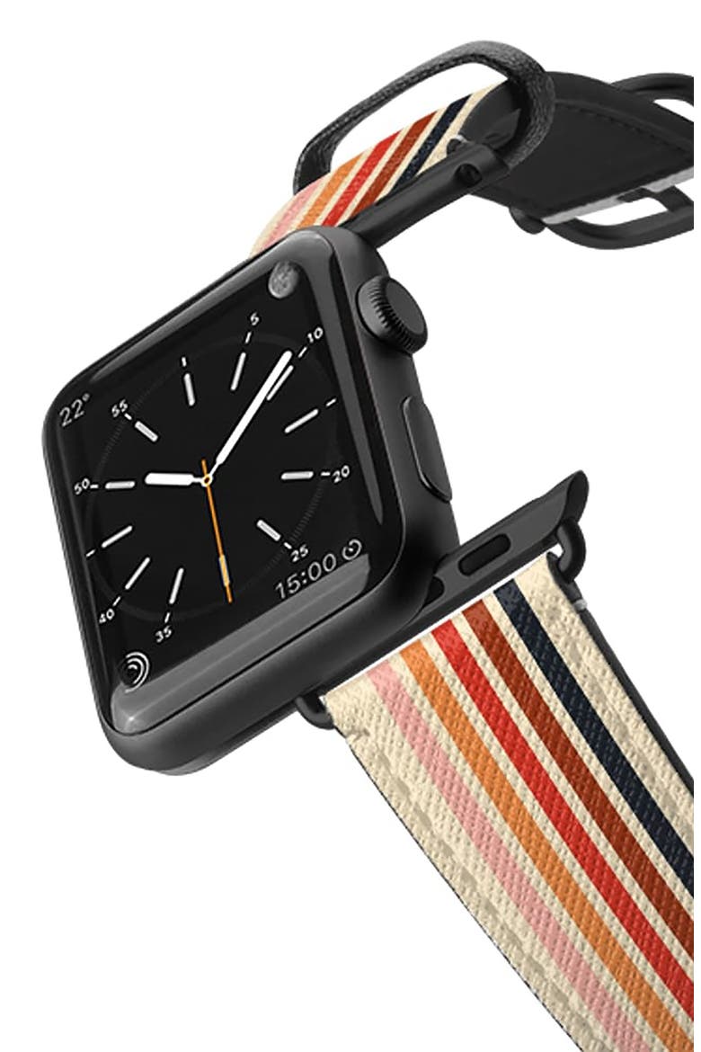 Retro Faux Leather Apple Watch® Watchband, Alternate, color, SPACE GREY