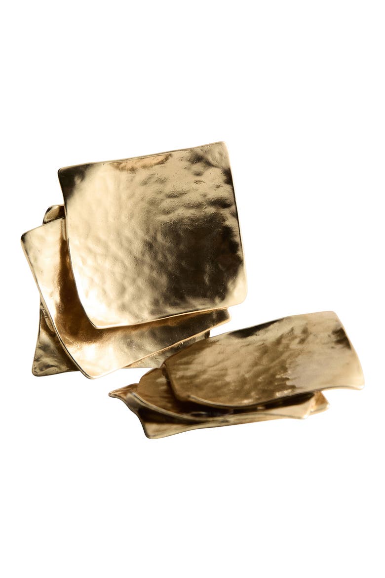 Textured Square Relief Earrings, Alternate, color, GOLD