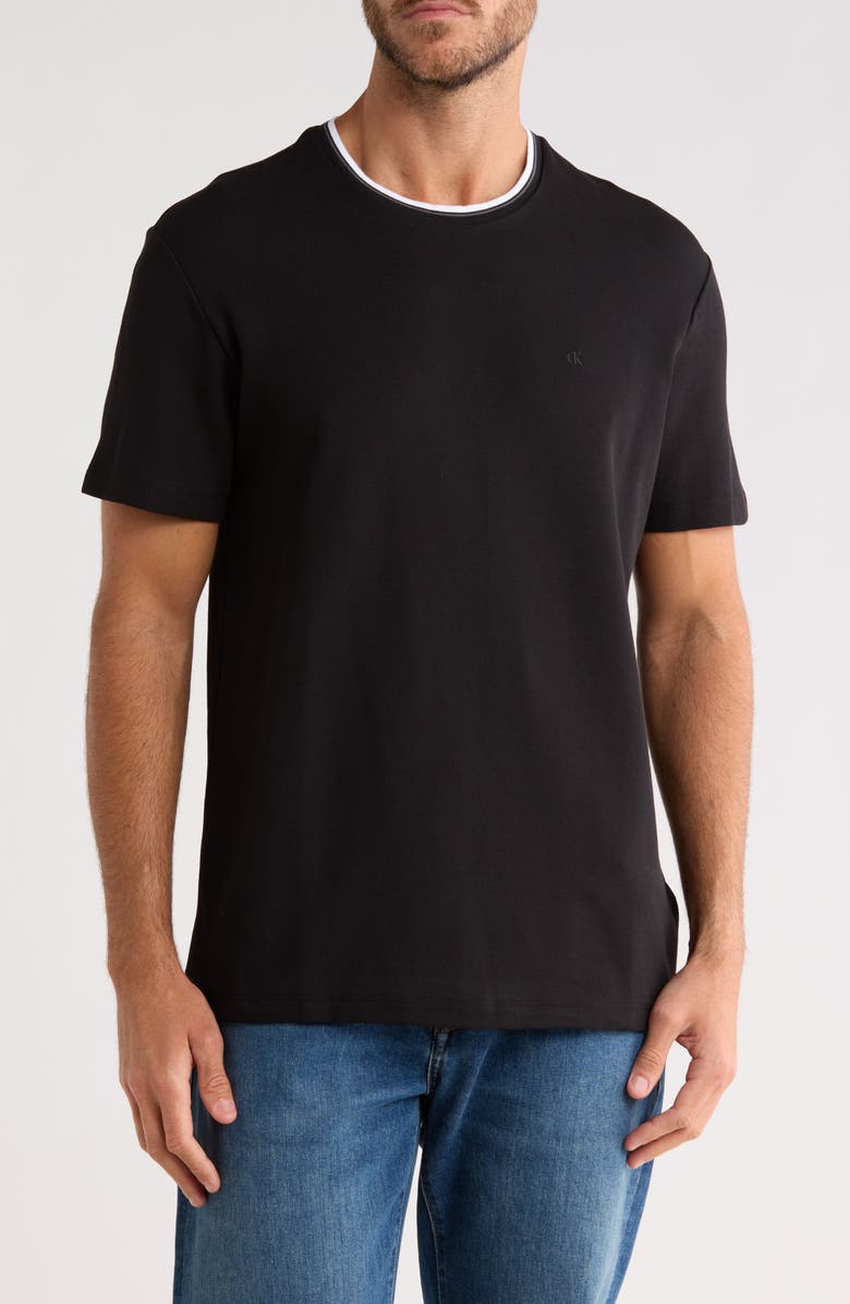 Calvin Klein Tipped Microwaffle T-Shirt, Main, color, Black