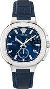 Versace V-Chrono Square Swiss Quartz Croc Embossed Leather Strap Watch, 40mm