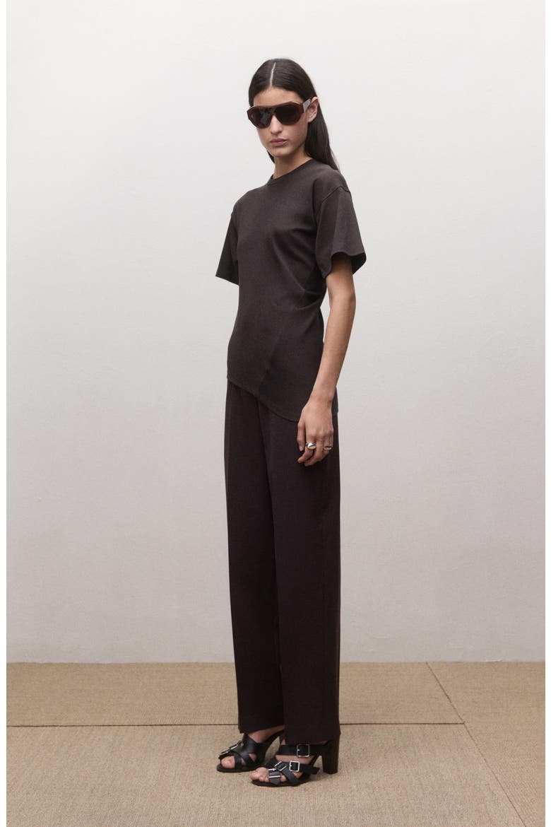 Asymmetric Fitted Cotton T-Shirt, Alternate, color, WINE