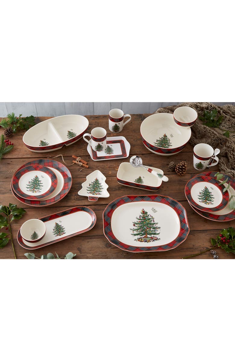 Spode Christmas Tree Tartan 2-Piece Chip & Dip Set, Alternate, color, 