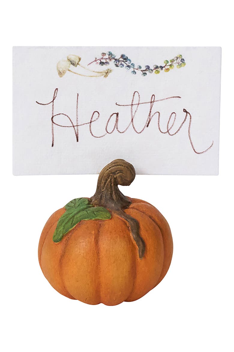 Forest Walk Pumpkin Set of 4 Place Card Holders, Alternate, color, ORANGE