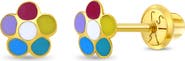 In Season Jewelry 14k Petite Multicolored Petals Girl Earrings