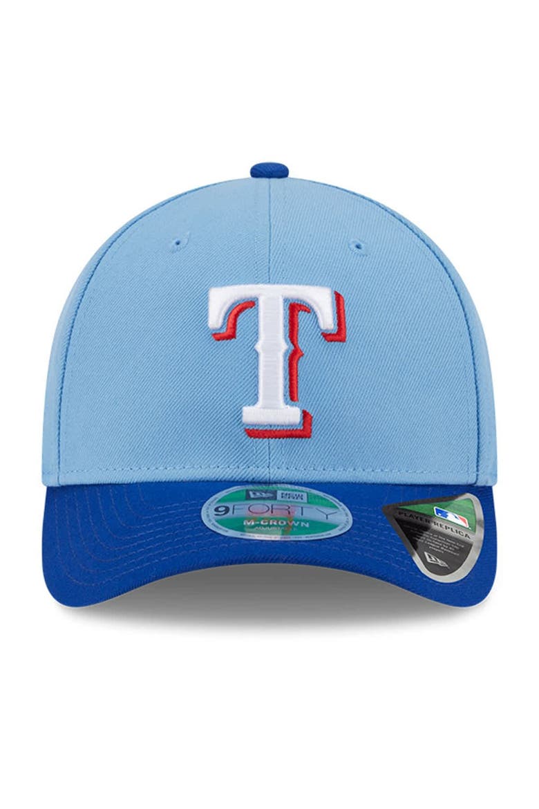 Men's New Era  Light Blue Texas Rangers Player Replica 9FORTY Adjustable Hat, Alternate, color, Light Blue