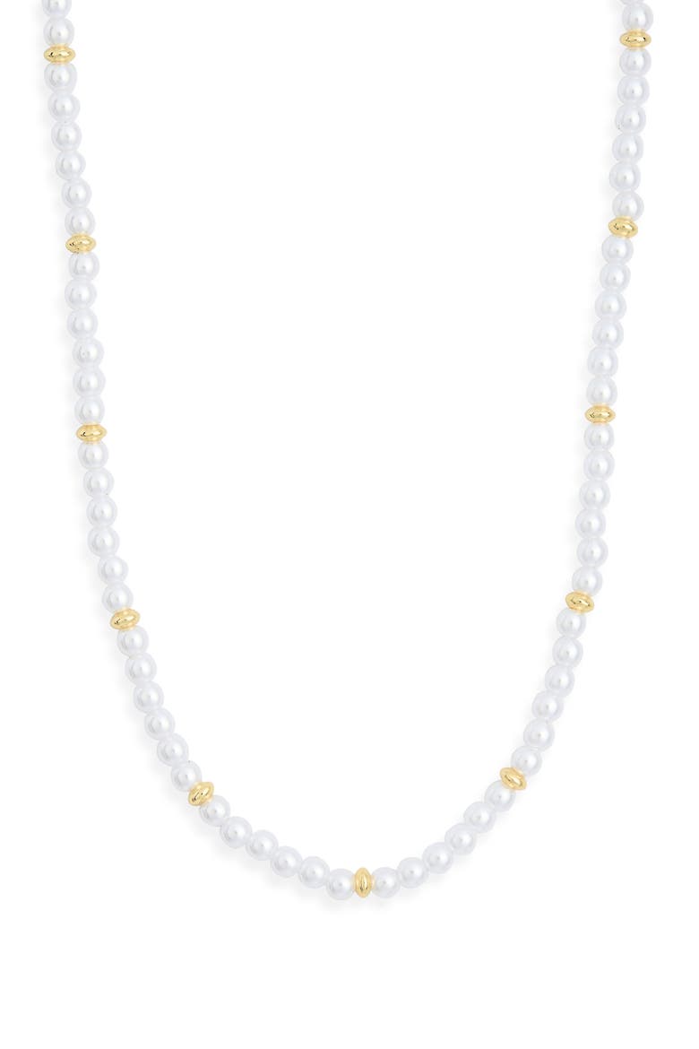 Demi Fine Faux Pearl Beaded Necklace, Main, color, WHITE- GOLD