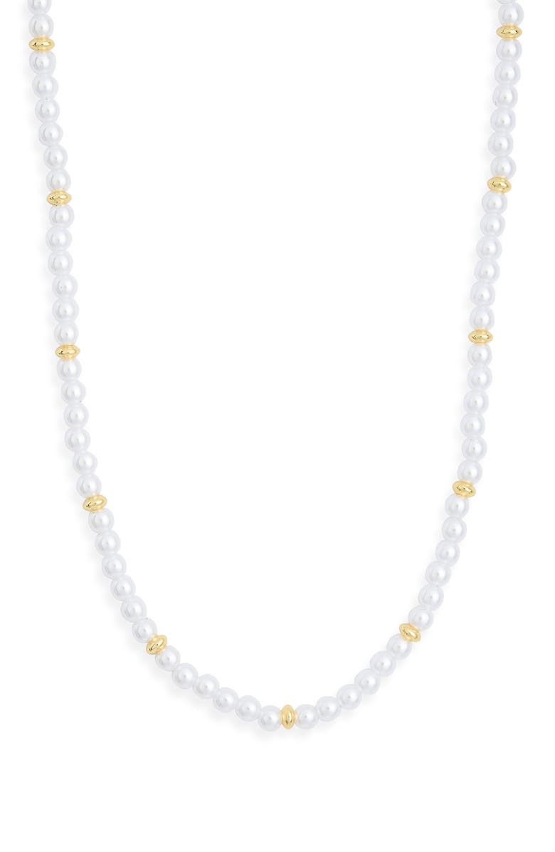 NORDSTROM RACK Demi Fine Faux Pearl Beaded Necklace, Main, color, White- Gold