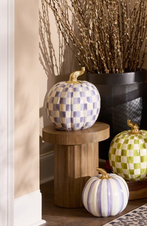 Mackenzie-childs Mackenzie Childs Violet Check Large Pumpkin Decoration In Purple
