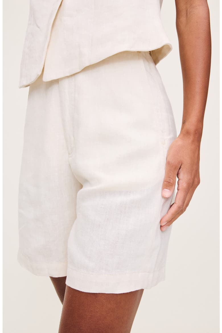 Taylor High Waist Mid Thigh Linen Trouser Shorts, Alternate, color, FLAX LINEN