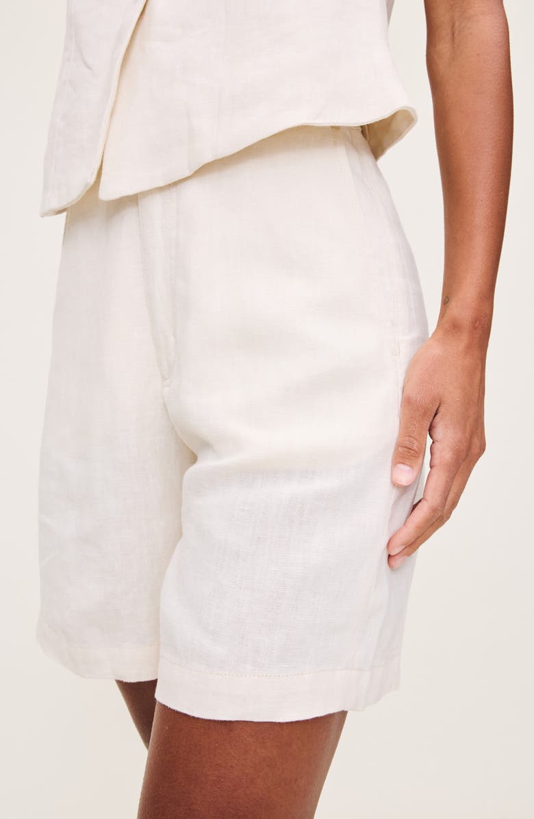 DL1961 Taylor High Waist Mid Thigh Linen Trouser Shorts, Alternate, color, Flax Linen