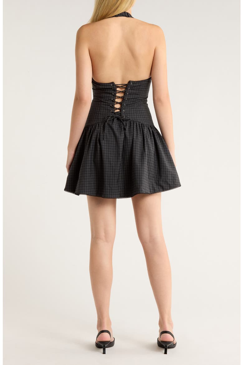 Ollie Sleeveless Halter Minidress, Alternate, color, BLACK