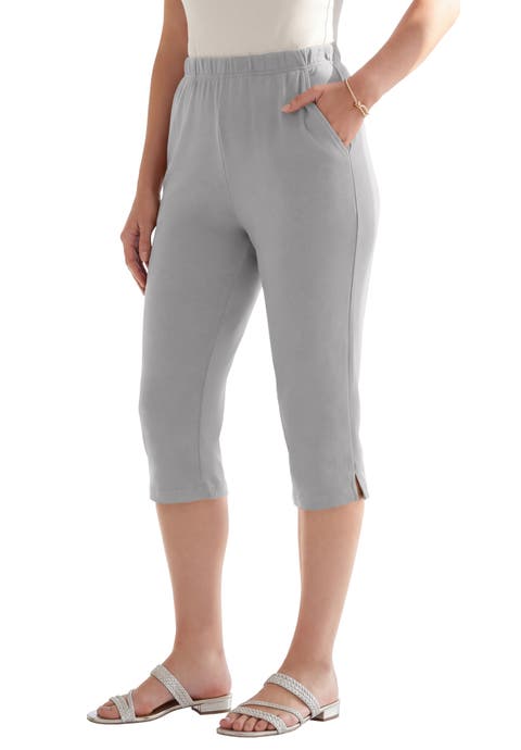 Plus Size Soft Knit Relaxed Pull-On Capri Pant (Plus)