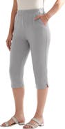 Roaman's Plus Size Soft Knit Relaxed Pull-On Capri Pant