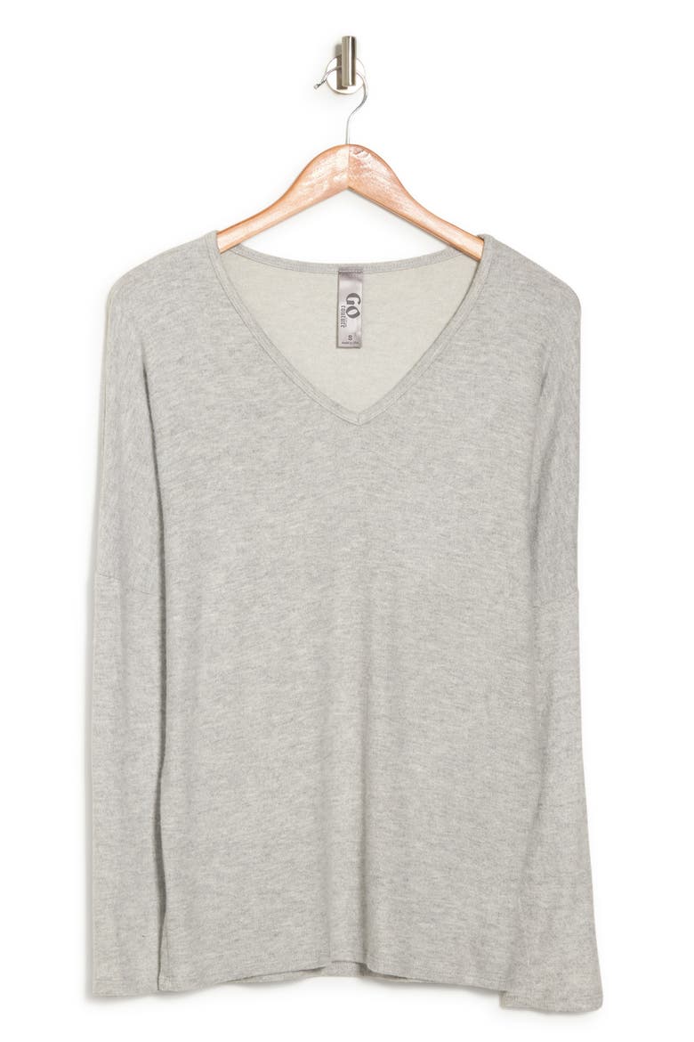 V-Neck Dolman Sweater, Alternate, color, CHARCOAL PRINT 1