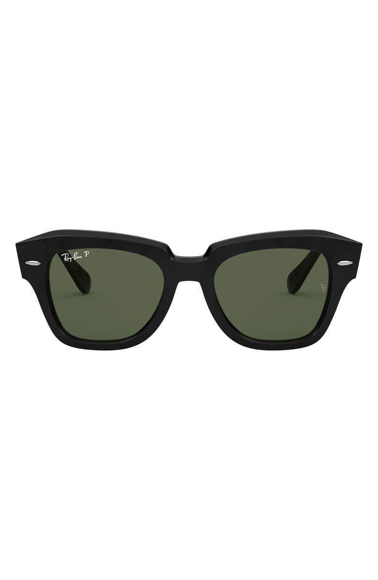 Ray-Ban State Street 52mm Polarized Square Sunglasses, Main, color, Black