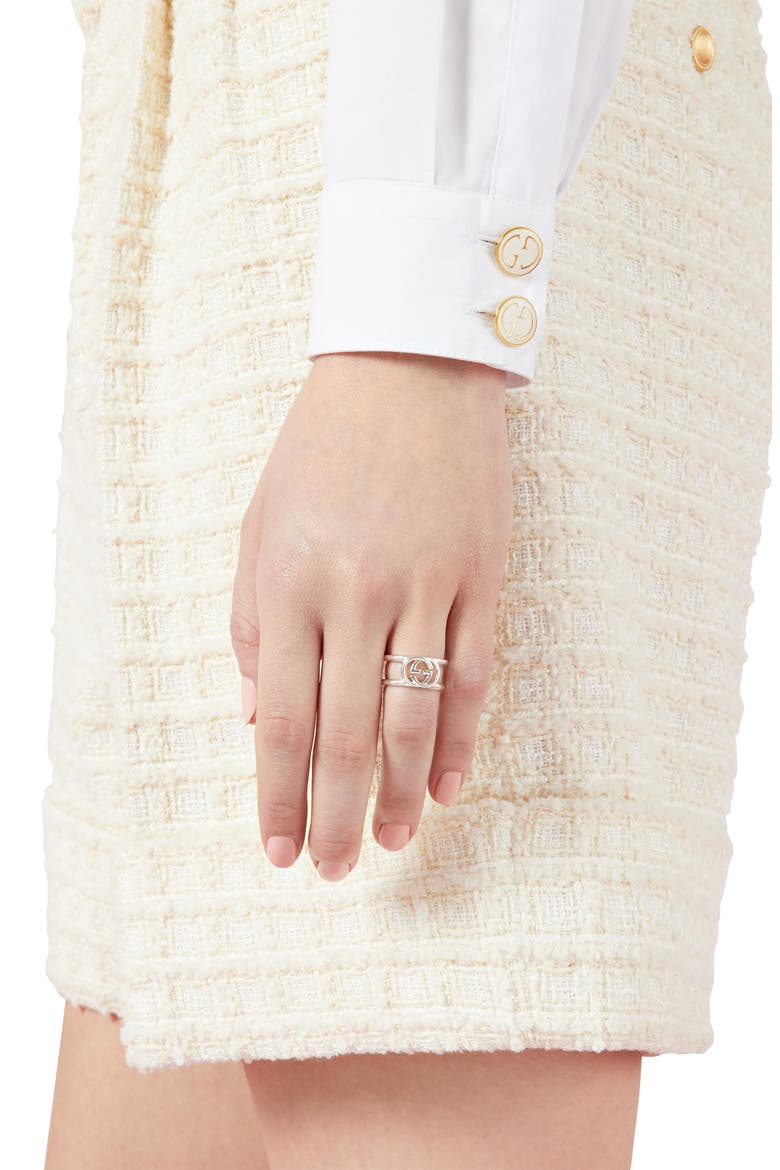 Interlocking G Silver Ring, Alternate, color, SILVER