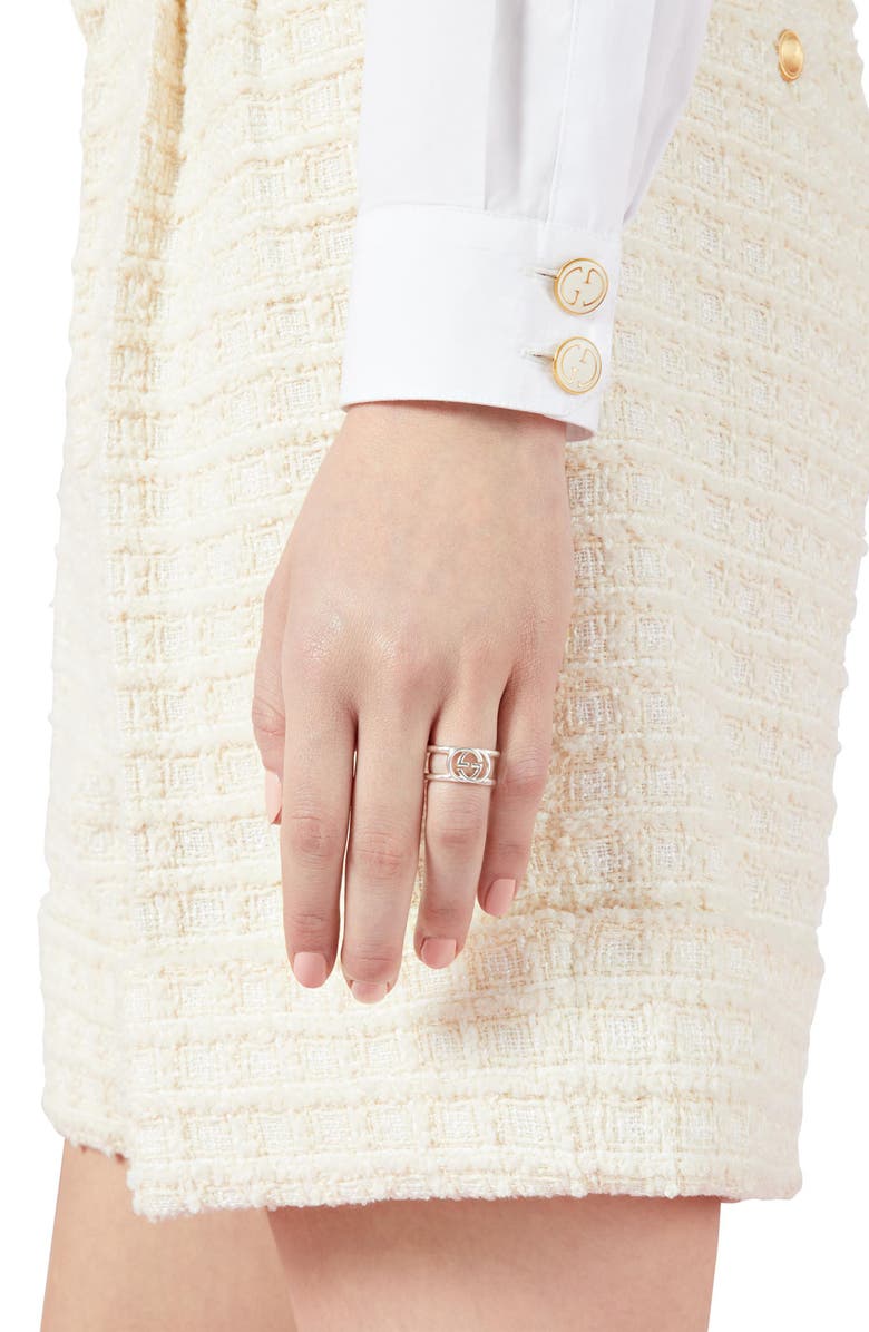 Gucci Interlocking G Silver Ring, Alternate, color,