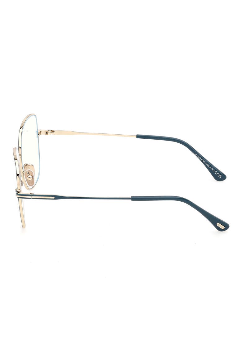 56mm Square Blue Light Blocking Glasses, Alternate, color, SHINY TEAL PALE GOLD BLUE