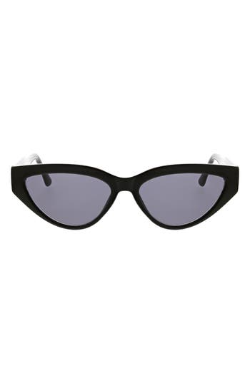 Oscar De La Renta 56mm Slim Modern Cat Eye Sunglasses In Black