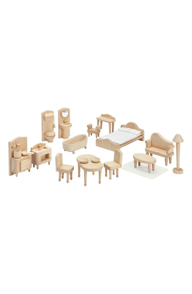 PlanToys<sup>®</sup> Victorian Dollhouse Furniture Set, Alternate, color, Natural