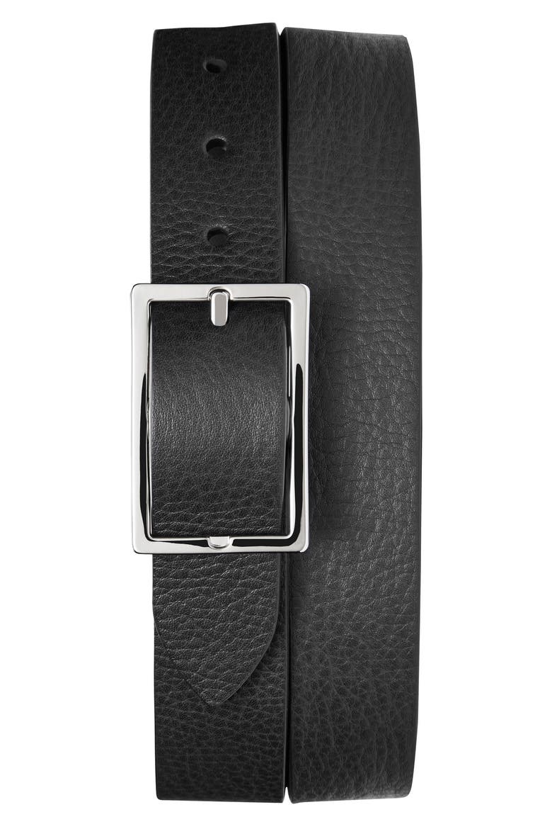 Reversible Leather Belt, Main, color, BLACKDPBR