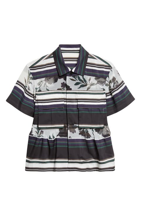 Pattern Mix Short Sleeve Button-Up Shirt