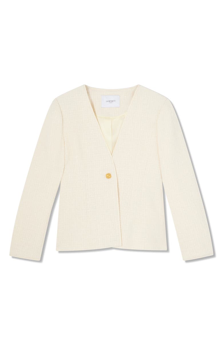 LK Bennett Chloe Tweed Jacket, Alternate, color, Ivory